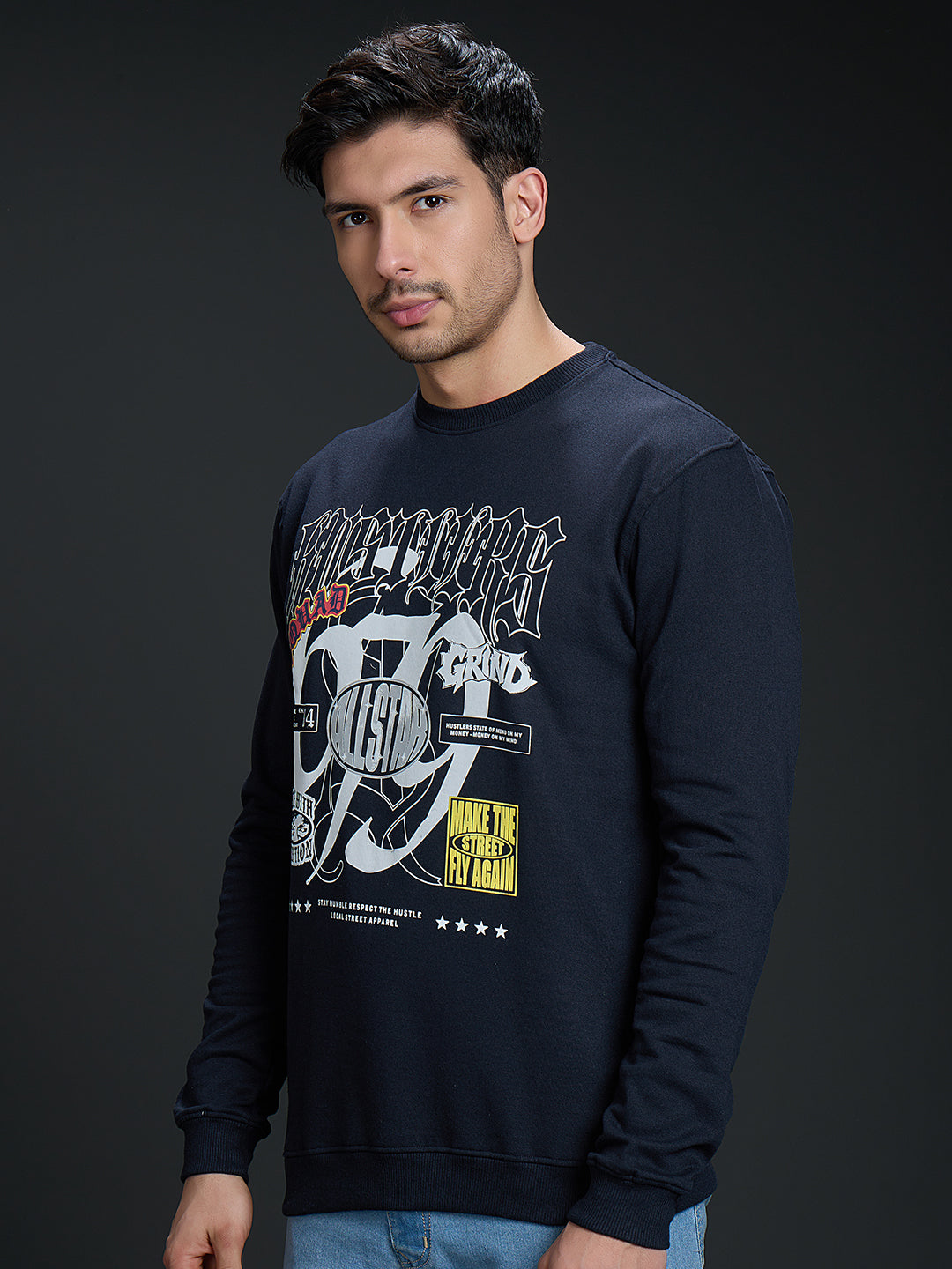 Sweatshirt Premium Casual Essential In Navy Blue - HUSTLE
