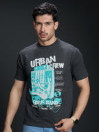 Round Neck Bold Streetwear Essential In Charcoal Gray - URBAN CREW
