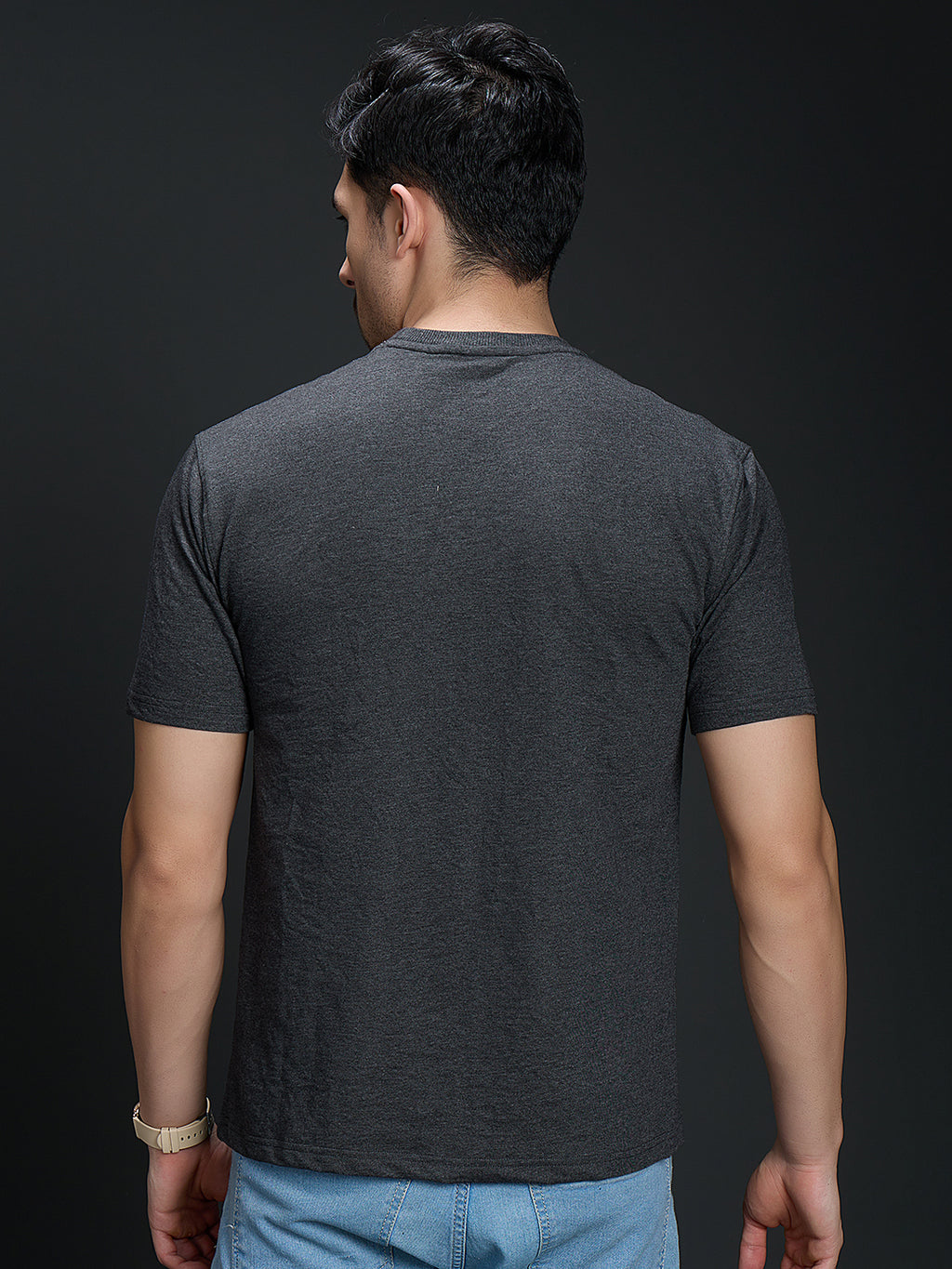 Round Neck Bold Streetwear Essential In Charcoal Gray - URBAN CREW