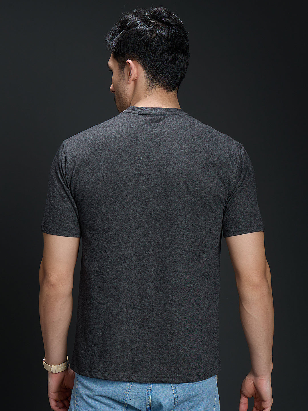 Round Neck Bold Streetwear Essential In Charcoal Gray - URBAN CREW