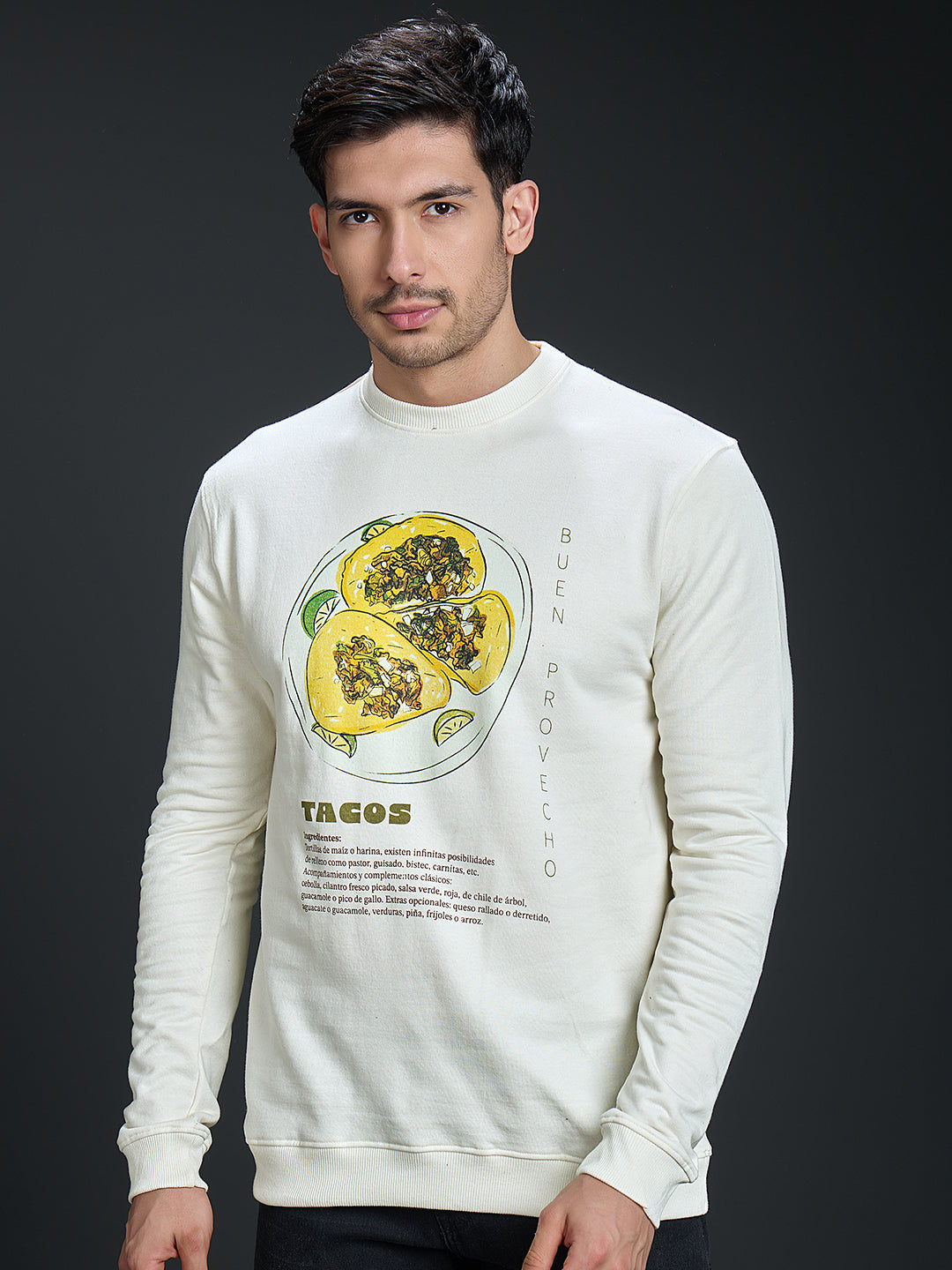 Sweatshirt Premium Casual Essential In Off-White - TACOS