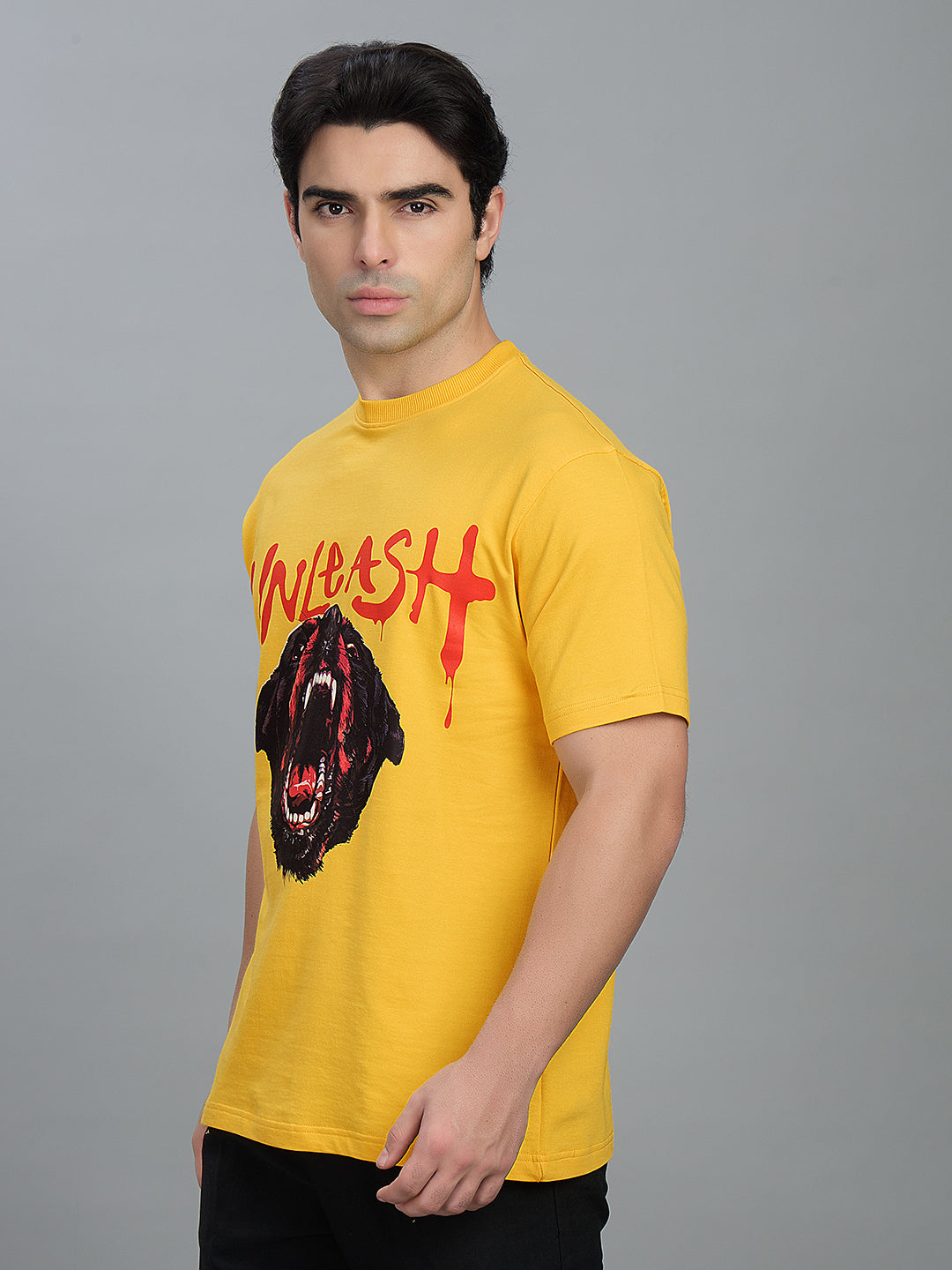 Round Neck Bold Streetwear Essential In Mustard Yellow - UNLEASH
