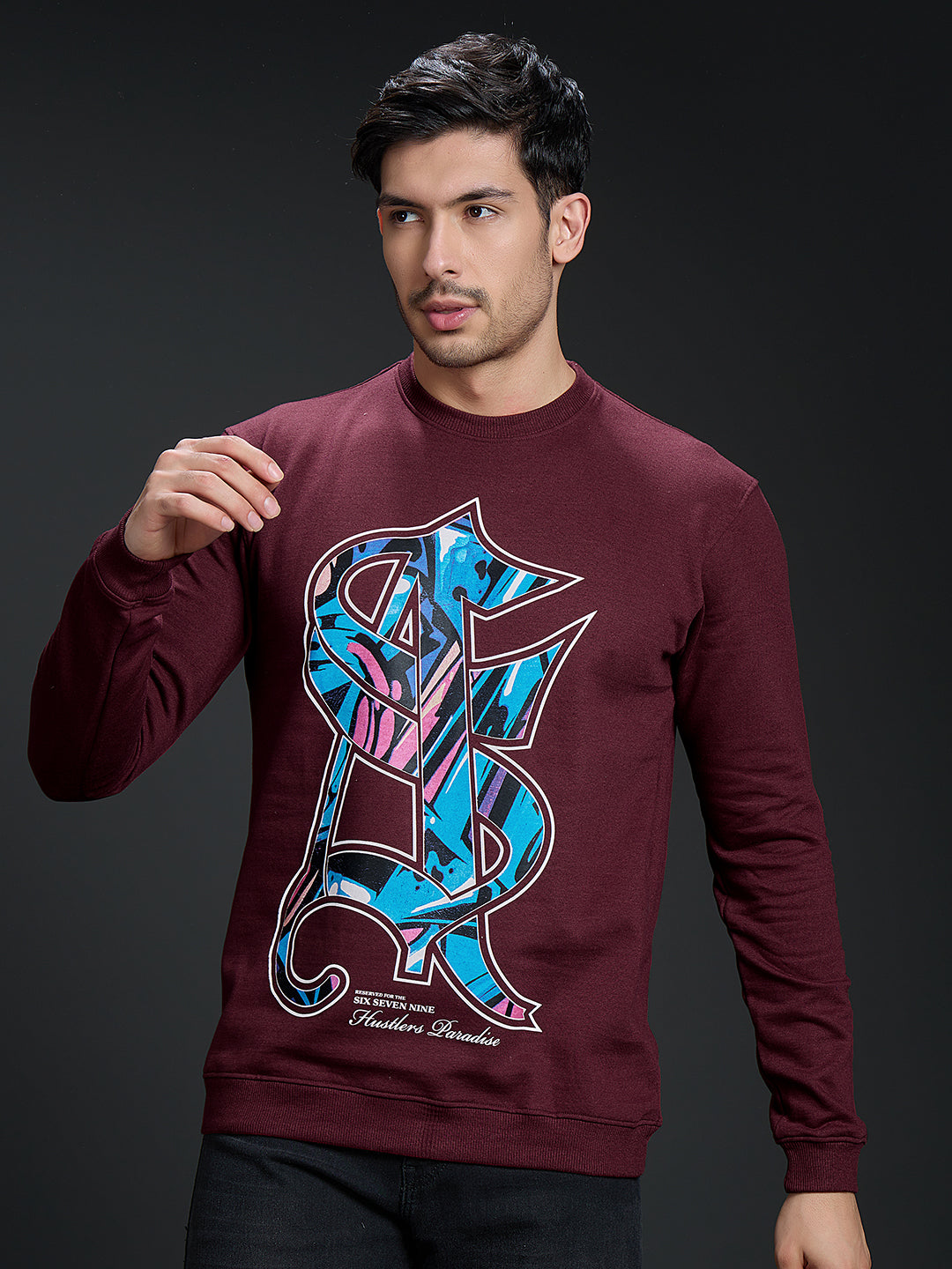 Sweatshirt Premium Casual Essential In Burgundy - S6
