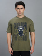 Round Neck Bold Streetwear Essential In Olive Green - SHADOW NIGHTS