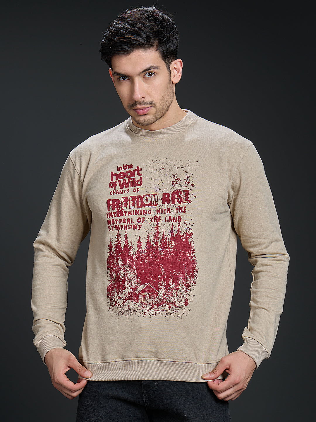 Sweatshirt Premium Casual Essential In Sandal- FREEDOM