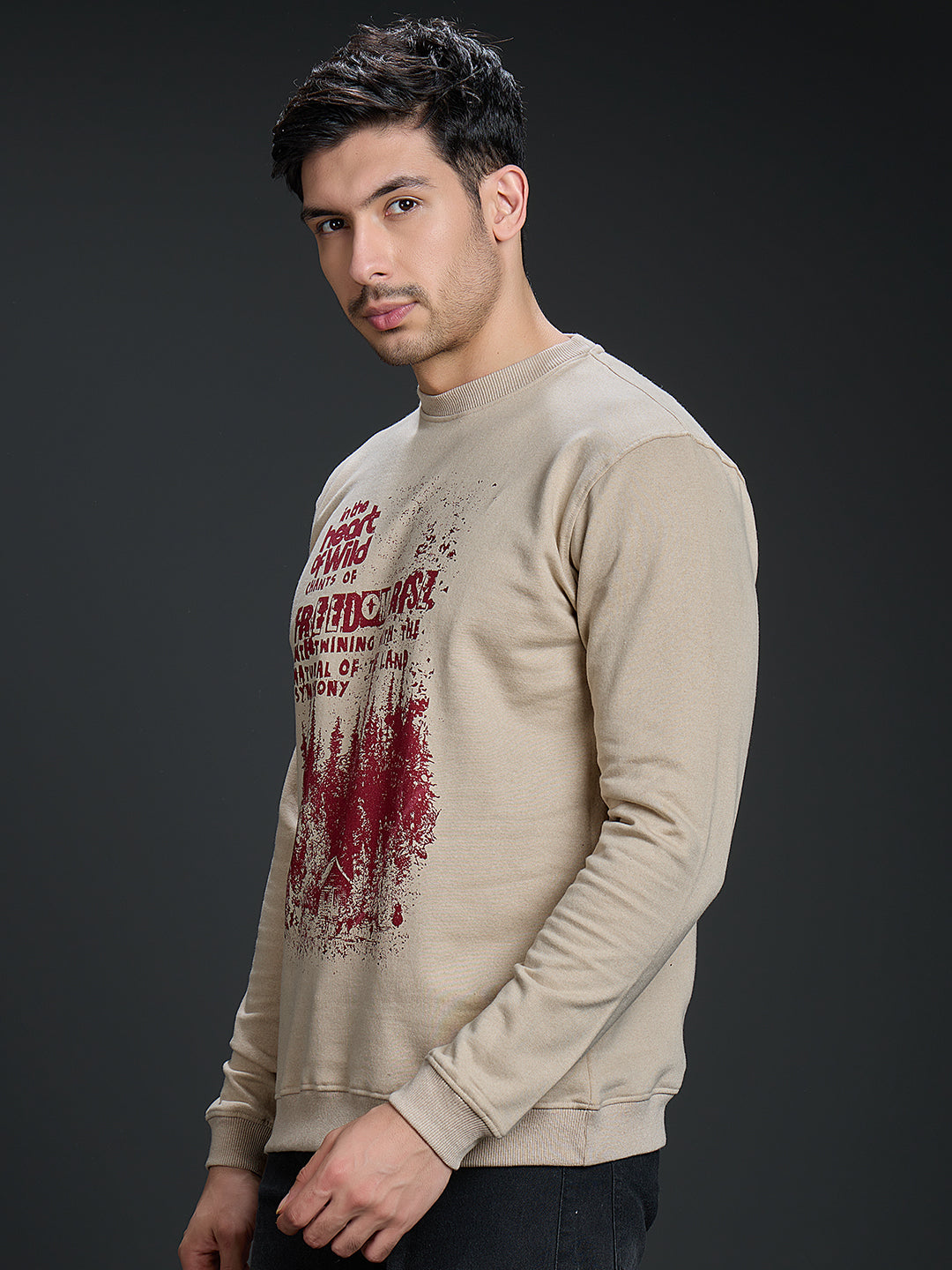 Sweatshirt Premium Casual Essential In Sandal- FREEDOM
