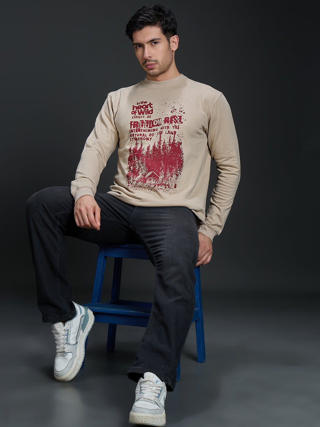 Sweatshirt Premium Casual Essential In Sandal- FREEDOM