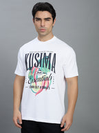 Round Neck Bold Streetwear Essential In White - KUSIMA