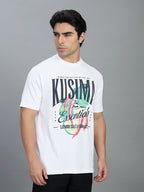 Round Neck Bold Streetwear Essential In White - KUSIMA