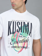 Round Neck Bold Streetwear Essential In White - KUSIMA