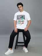 Round Neck Bold Streetwear Essential In White - KUSIMA