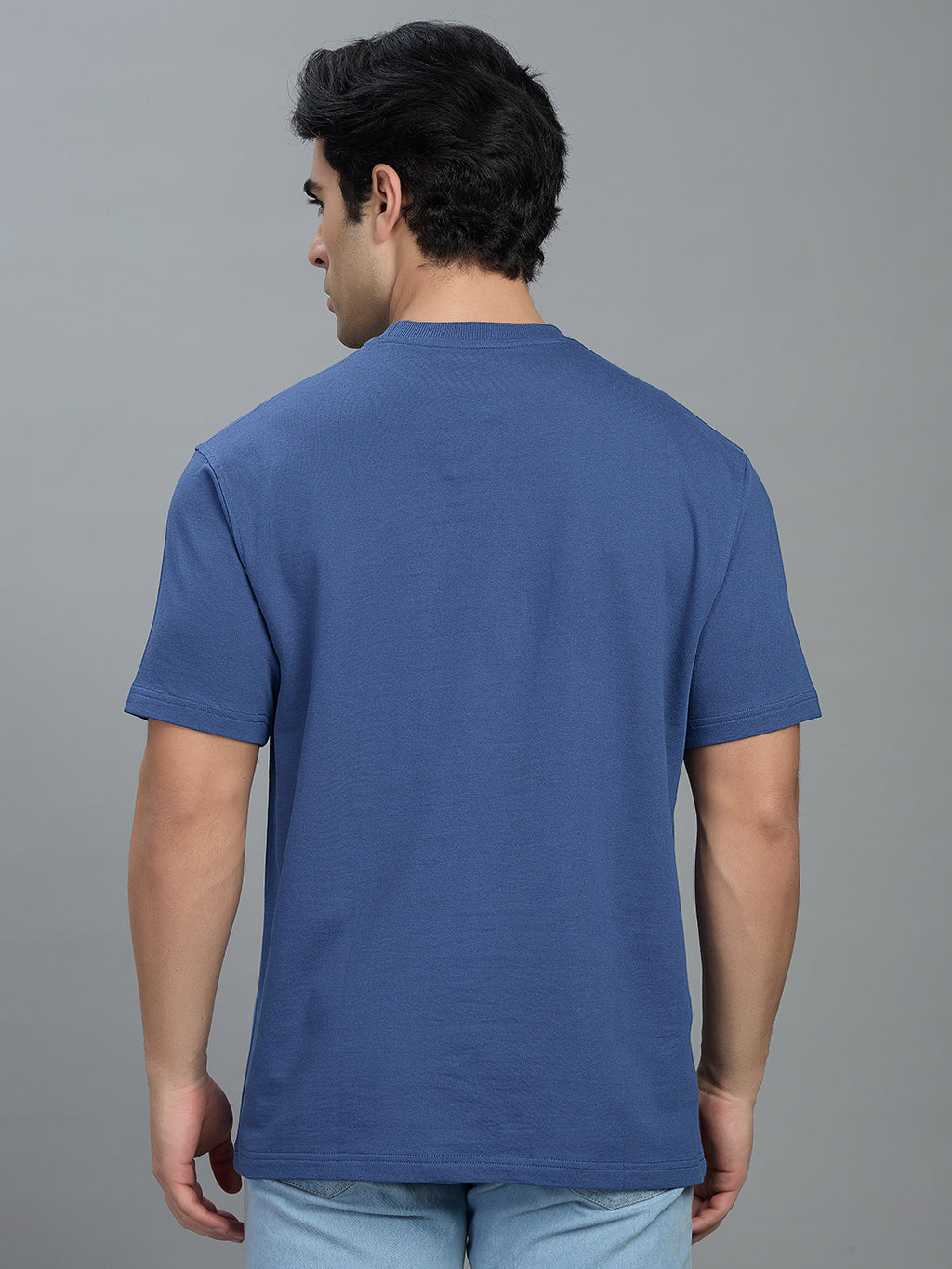 Round Neck Bold Streetwear Essential In Denim Blue - MONEY ON MY MIND