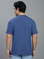 Round Neck Bold Streetwear Essential In Denim Blue - MONEY ON MY MIND