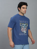 Round Neck Bold Streetwear Essential In Denim Blue - MONEY ON MY MIND