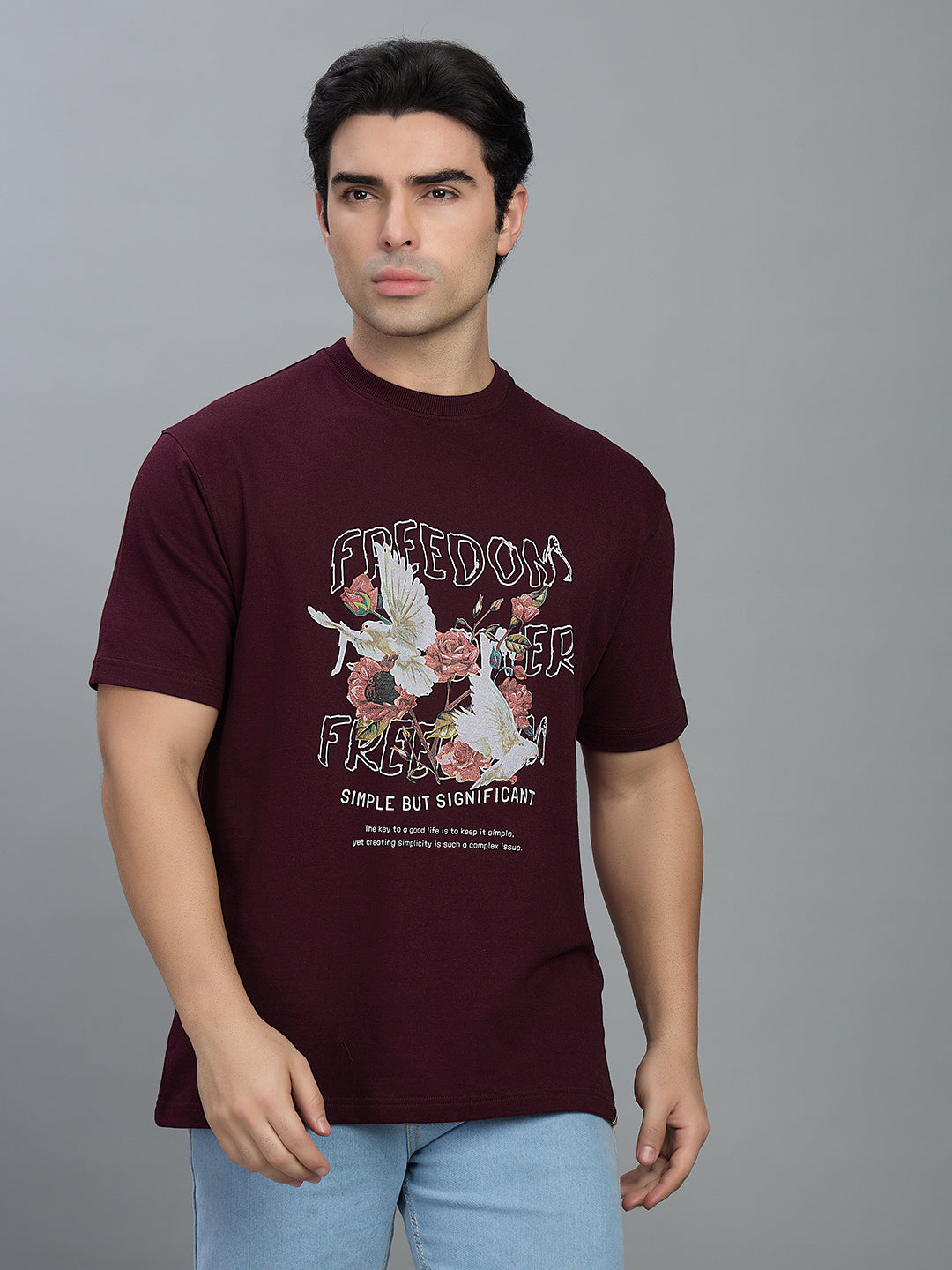 Round Neck Bold Streetwear Essential In Brown- FREEDOM