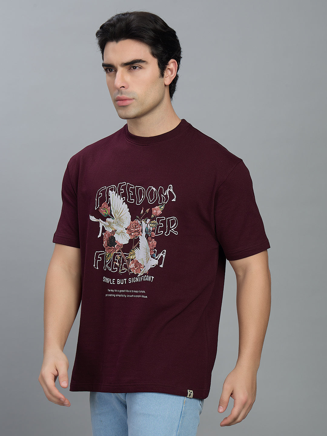 Round Neck Bold Streetwear Essential In Brown- FREEDOM