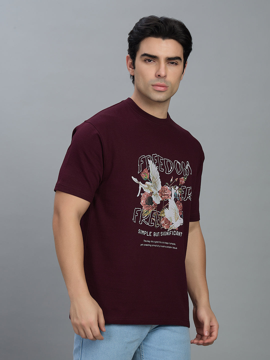 Round Neck Bold Streetwear Essential In Brown- FREEDOM