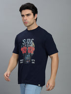 Round Neck Bold Streetwear Essential In Navy Blue - SKULL