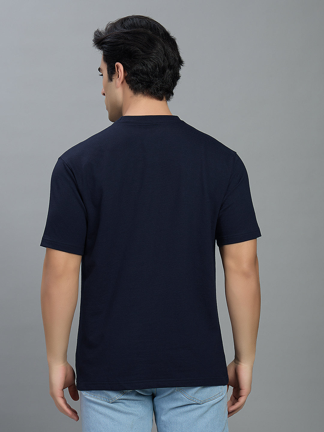 Round Neck Bold Streetwear Essential In Navy Blue - SKULL