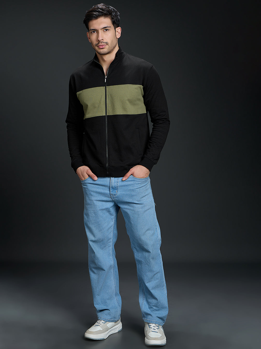 The Element Zip Jacket - Black with Olive