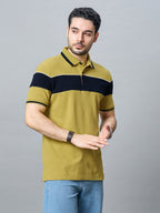 The Jacquard Polo in Mehandi with Navy