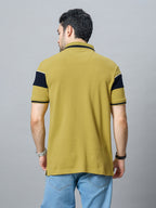 The Jacquard Polo in Mehandi with Navy
