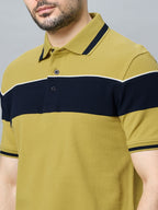 The Jacquard Polo in Mehandi with Navy