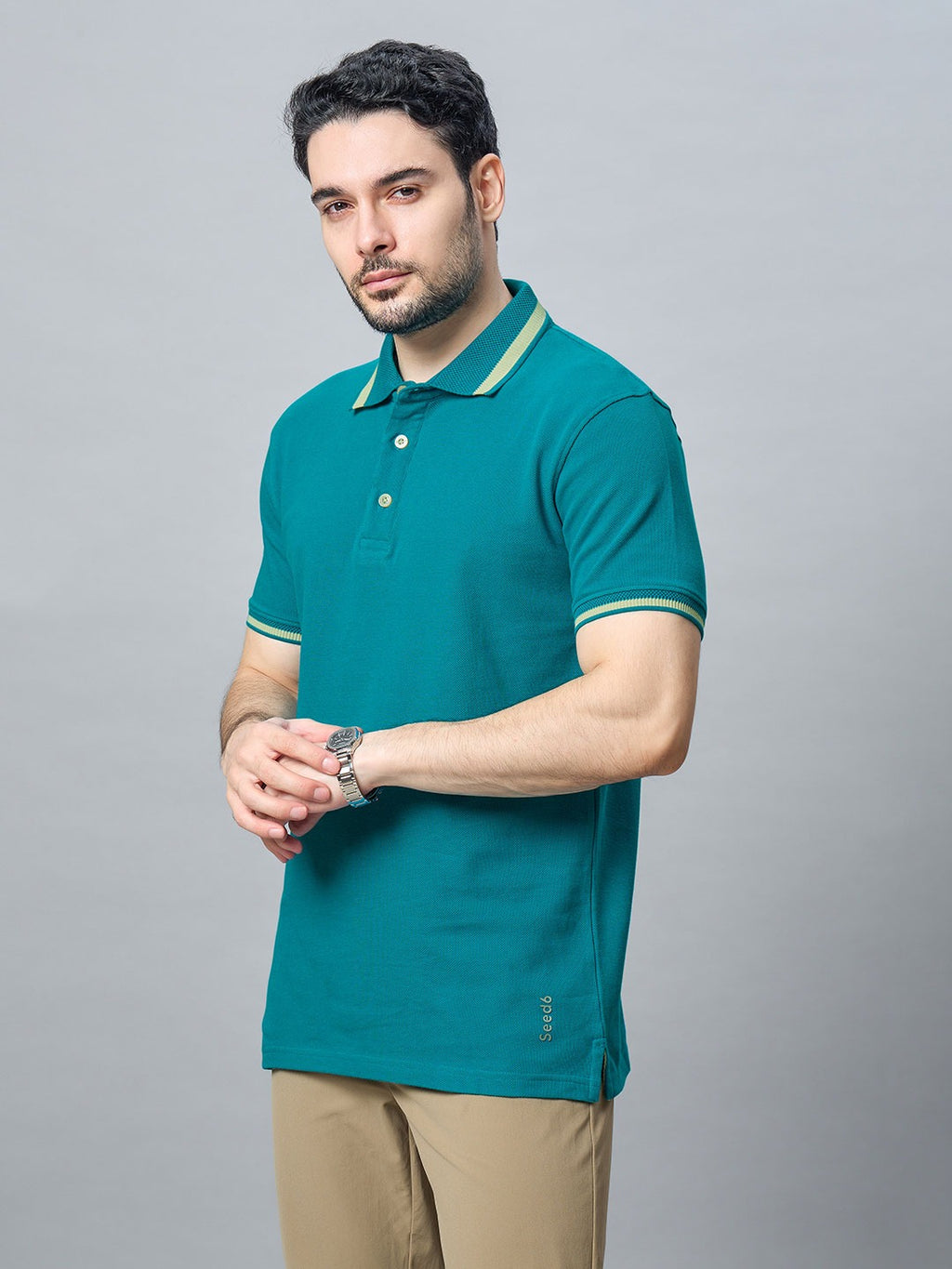 The Jacquard Polo in Prussian Blue
