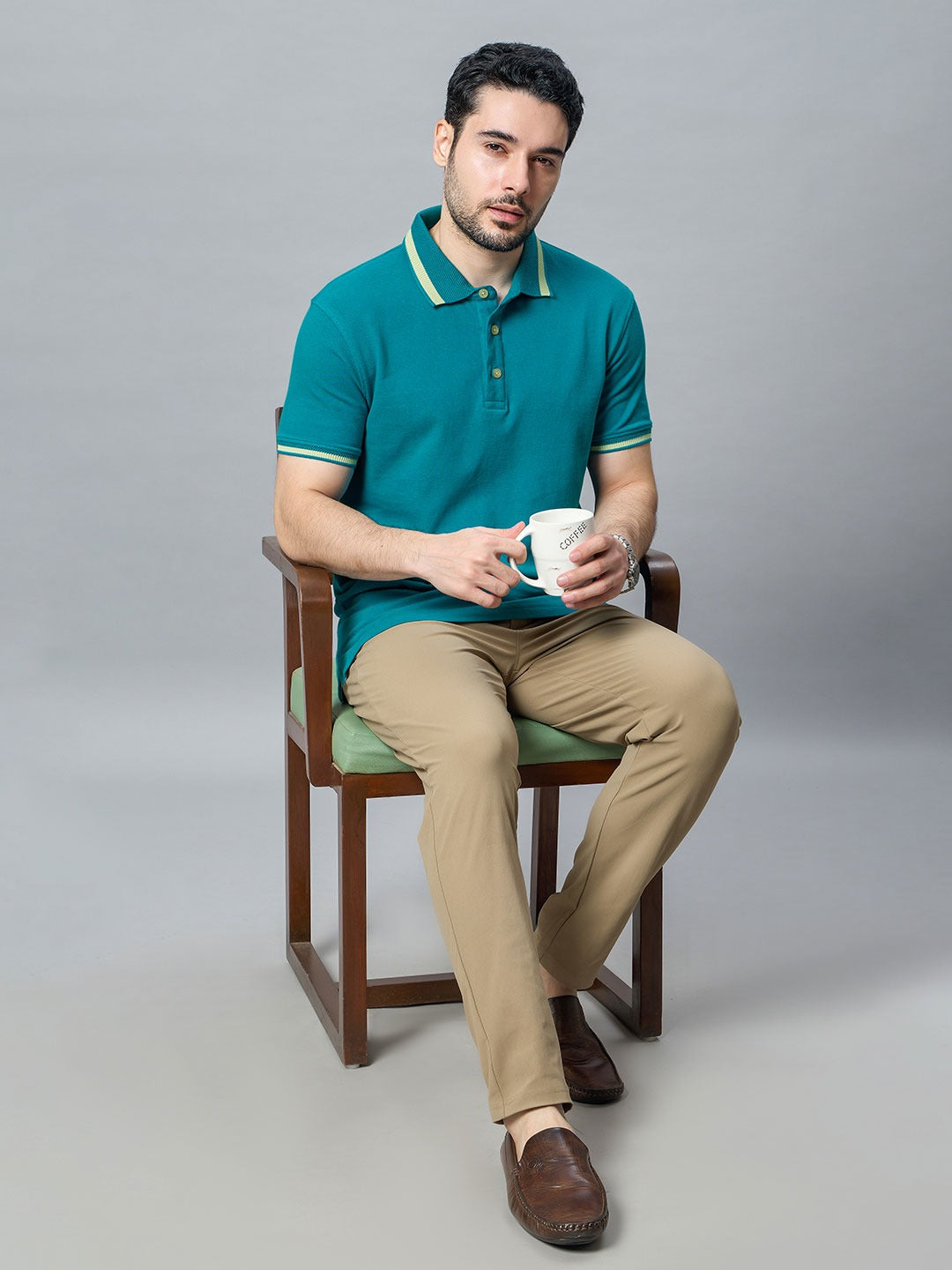 The Jacquard Polo in Prussian Blue