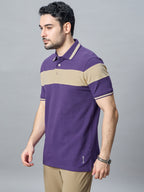 The Jacquard Polo in Purple with Irish cream