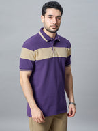 The Jacquard Polo in Purple with Irish cream
