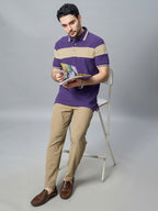The Jacquard Polo in Purple with Irish cream