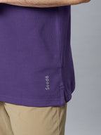 The Jacquard Polo in Purple with Irish cream