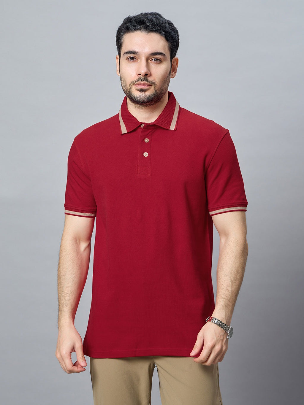 The Jacquard Polo in Red