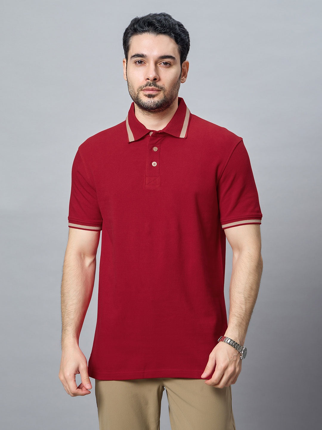 The Jacquard Polo in Red