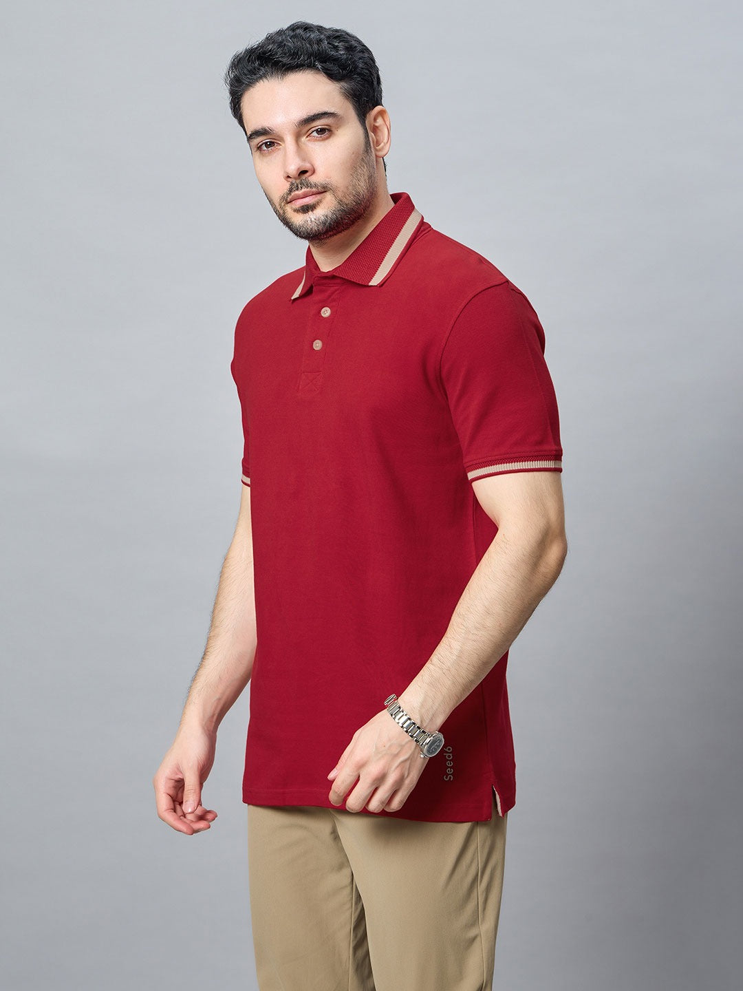 The Jacquard Polo in Red
