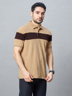 The Jacquard Polo in Sandal with Maroon