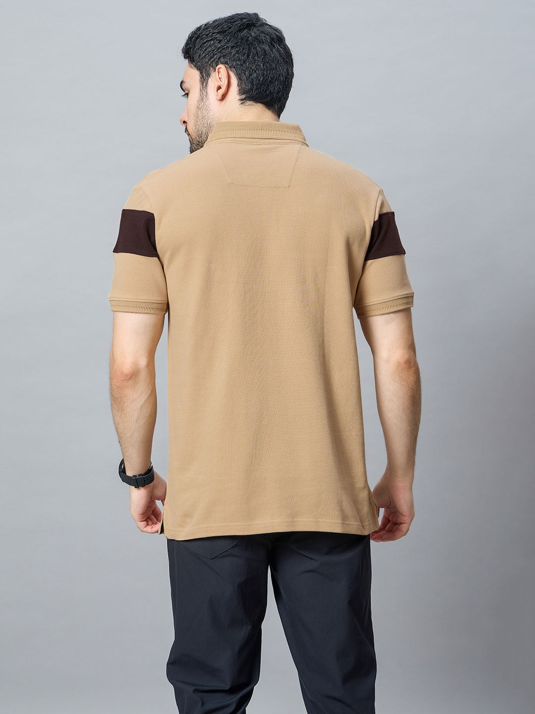 The Jacquard Polo in Sandal with Maroon