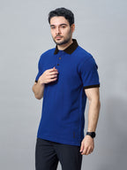 The Jacquard Polo in Royal Blue with Black