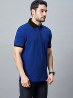 The Jacquard Polo in Royal Blue with Black