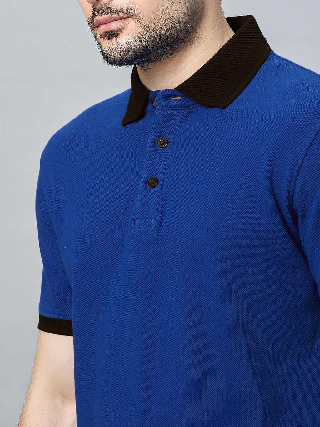 The Jacquard Polo in Royal Blue with Black