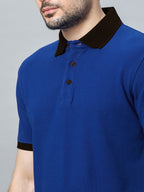 The Jacquard Polo in Royal Blue with Black