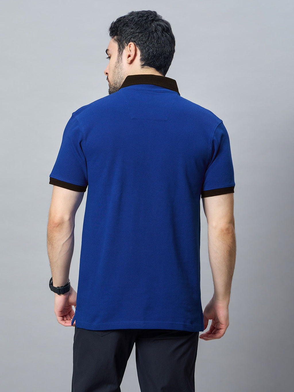 The Jacquard Polo in Royal Blue with Black