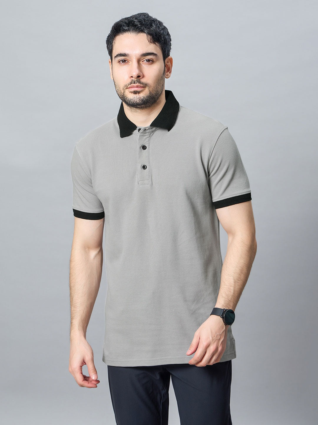 The Jacquard Polo in Grey