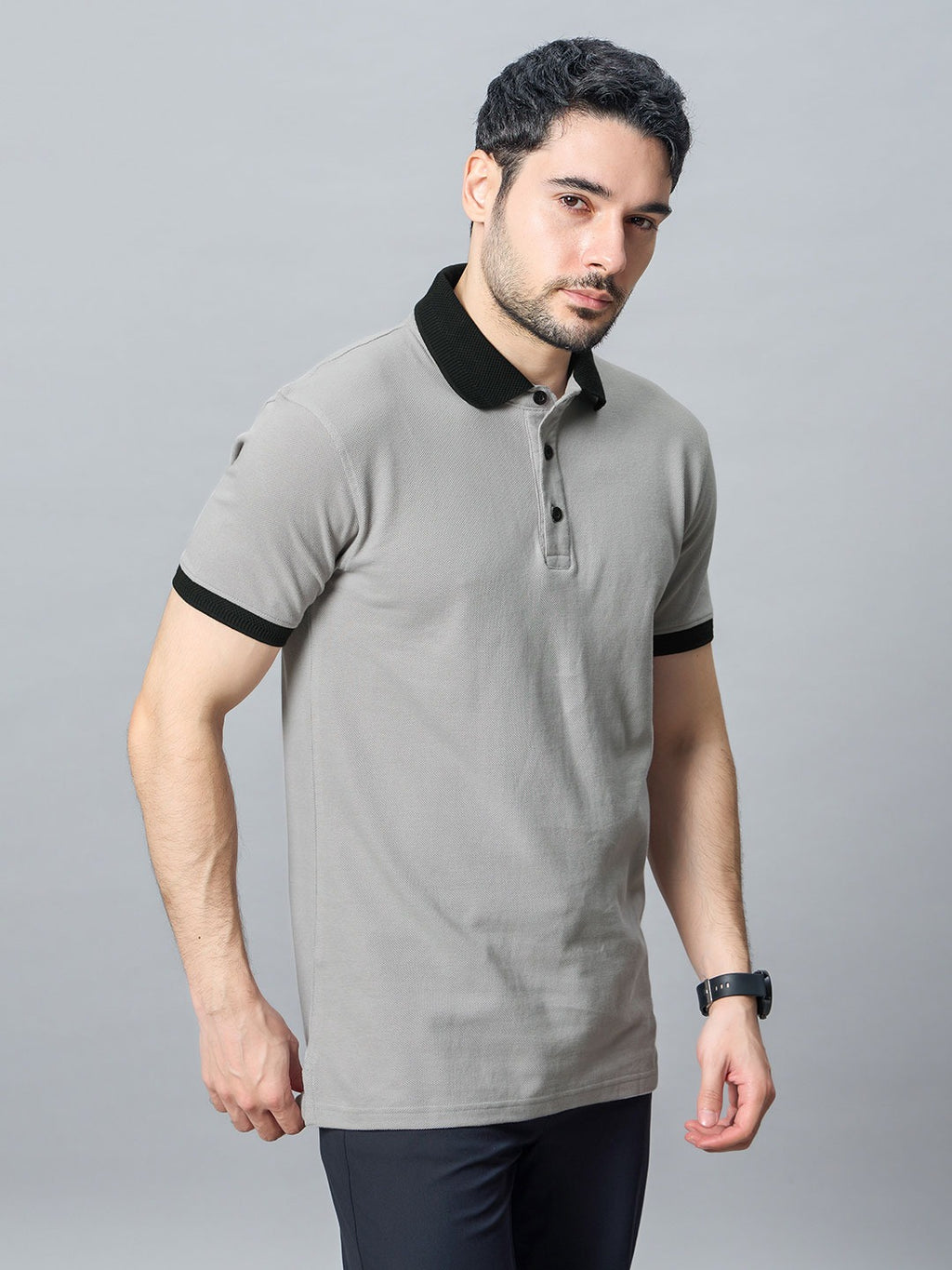 The Jacquard Polo in Grey