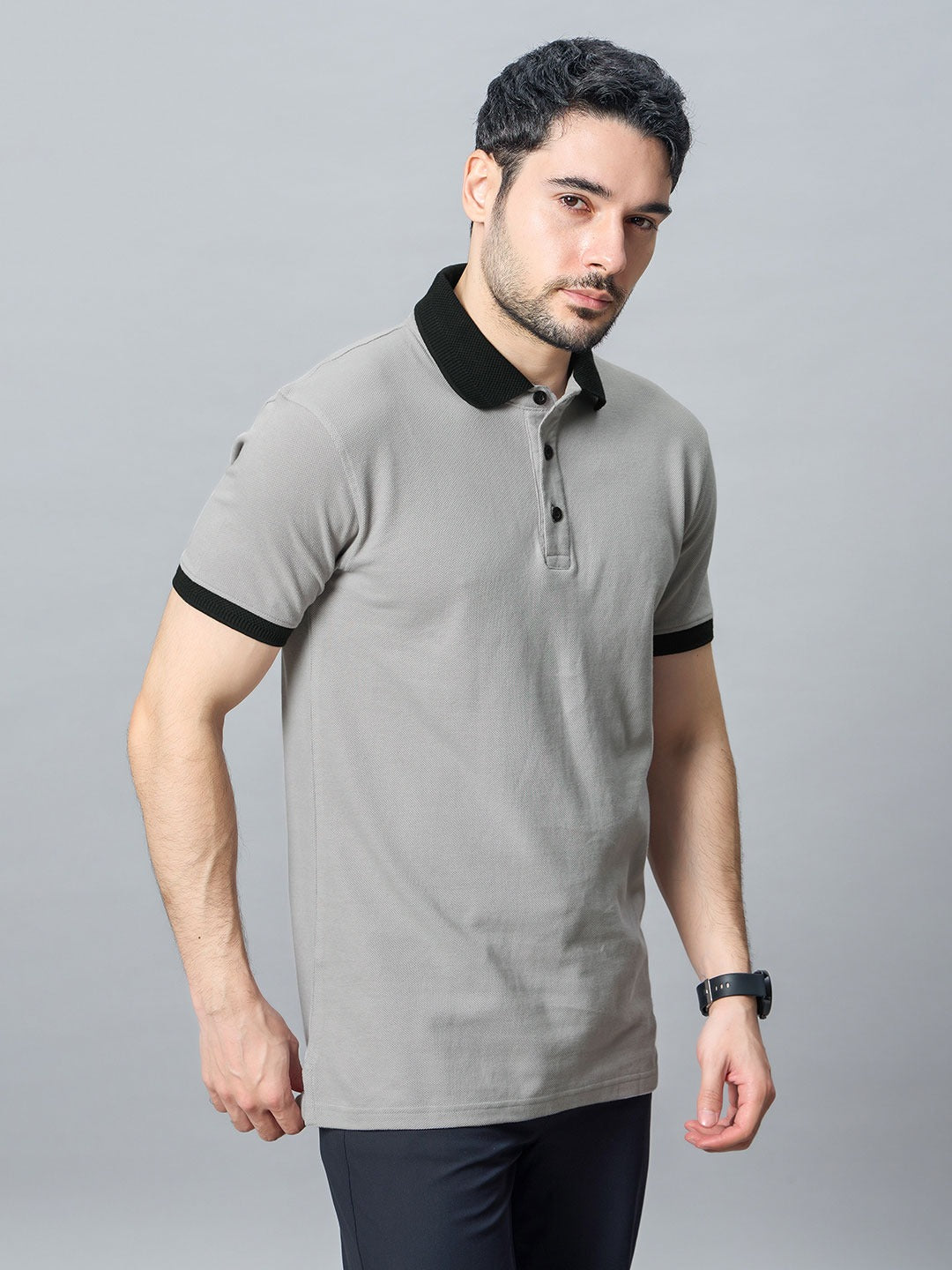 The Jacquard Polo in Grey