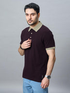 The Jacquard Polo in Deep Maroon with Beige