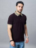 The Jacquard Polo in Deep Maroon with Beige