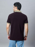 The Jacquard Polo in Deep Maroon with Beige