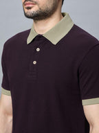 The Jacquard Polo in Deep Maroon with Beige
